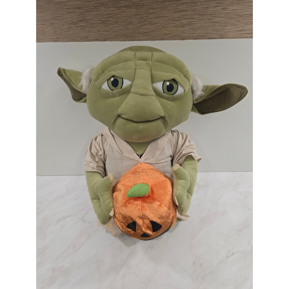Large Halloween Plush Standing Yoda Pumpkin 20 inch Star Wars Gemmy Door Entry